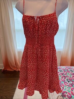 Red Floral Sundress with Spaghetti Straps Size Small